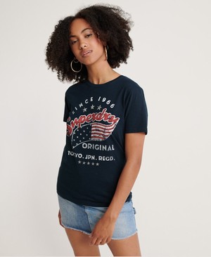 Superdry American Star Női Pólók Sötétkék | OLVIR0186